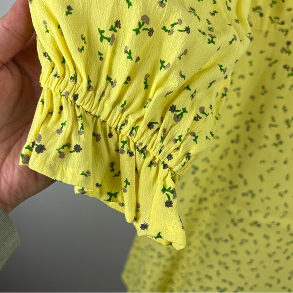 Faithfull the Brand Edwina Mini Dress Size 4 Yellow Micro Floral Brunch Date NWT - Picture 8 of 12